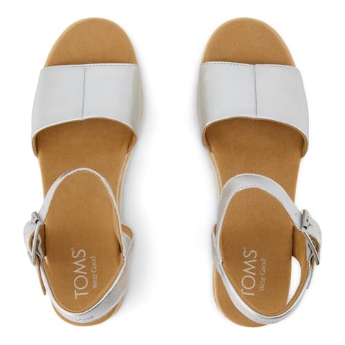Image of TOMS Women's Diana Wedge Heel Sandal, Leather Upper, Rope-Wrapped Midsole, Adjustable Strap, Buckle, OrthoLite Insole