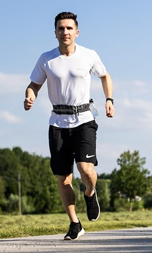 Image of Fitgriff Running Belt for Men & Women - Secure Jogging Pouch for Phone, Keys & Essentials - For All Cell Phones, Camo-Black, Small-Medium, Slim Fit