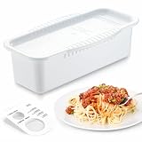 MUXIUNT Microwave Pasta Spaghetti Cooker Pot with Strainer Lid,Pasta Cooker in Microwave with Water Level and Spaghetti Portion Measuring Device,Dormitory Office Apartment Kitchen Essentials