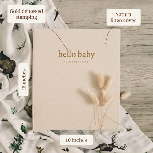 Peachly Unisex Baby Memory Book, Minimalist Baby Book First Year Baby Book Keepsake for Milestones, Linen Baby Books First Year Memory Book, Simple Baby Scrapbook for Boy Girl Milestones by Peachly - Image 2