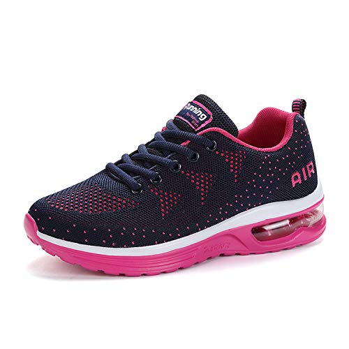 Zapatillas de Deporte con Cojines de Aire Calzado de Running Net para Estudiante Volar Zapatos Tejidos Zapatillas Deportivas de Mujer Gimnasia Sneakers Blue01-38 EU