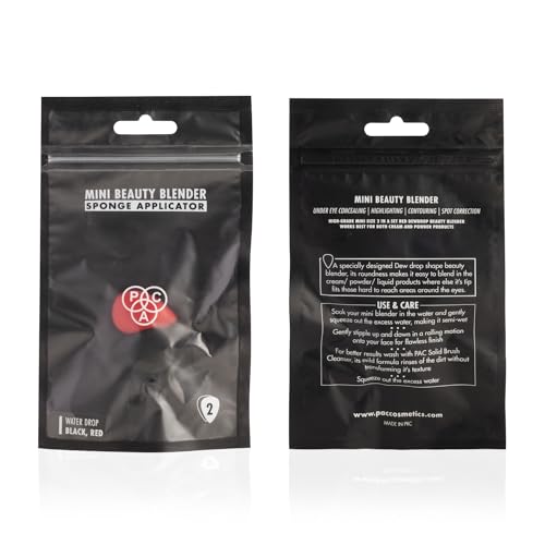 Image of PAC Mini Sponge Set (2 Pc) | Beauty Blender Set, Makeup Sponge (Small) | Soft Olive Cut Sponge for Liquid Foundation, Creams & Powders | For Normal Skin Types - Soft, Reusable & Washable (Black, Red)