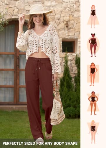 Image of Willit Women Linen Pants Wide Leg Palazzo Trousers 29 inch /31 inch / 33 inch