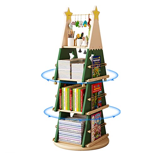 Estantería giratoria de 360°, Organizador de la zona de lectura for niños de 3 a 18 años, Estantería de libros ilustrados en el suelo del árbol de Navidad, estimula el interés de los niños por la lect
