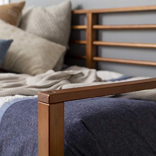 Mid Century Modern Wood Spindle Daybed Frame for Twin Bedroom in Caramel
