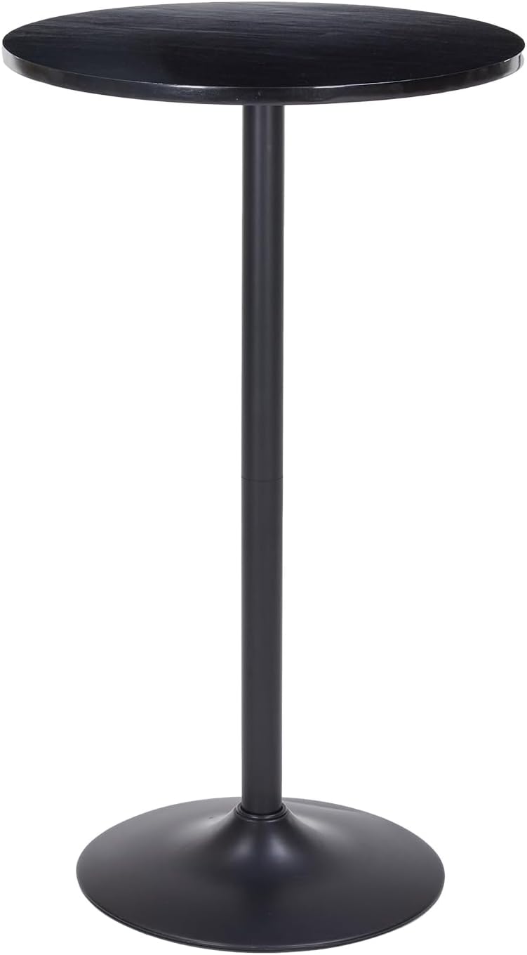 Round Bistro Pub Table 40 Inch Height with 23.6 Inch Wood Desktop, Heigh Top Table for Home and Kitchen,Black