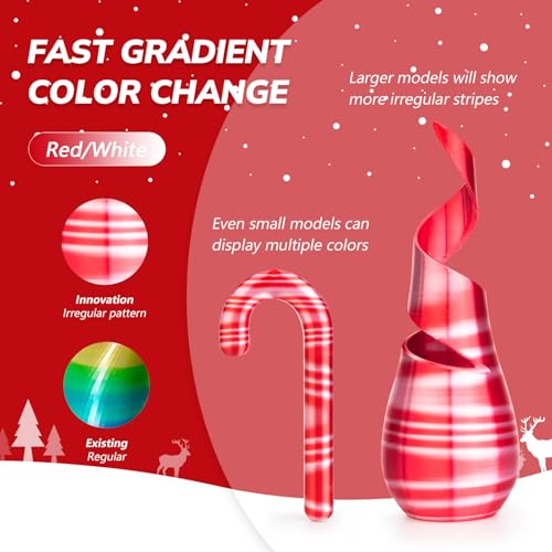 Image of AMOLEN Silk PLA 3D Printer Filament, Shiny Multicolor Christmas Rainbow PLA Filament 1.75mm, Fast Color Change PLA 3D Printing Filament for Most FDM 3D Printer, Red White, 1kg (2.2lbs)