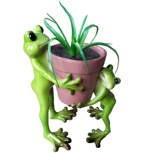 JLS Two Frogs Carrying Cute Animal Succulent Indoor Outdoor Window Desk Cactus Flower Pot Planter Container Decor JLS16152A