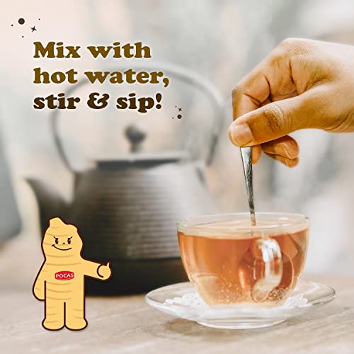 Pocas Honey Ginger Instant Tea Powder, Mint Flavor, Real Ginger Extract & Honey, Caffeine-Free Tea, 20 Packets