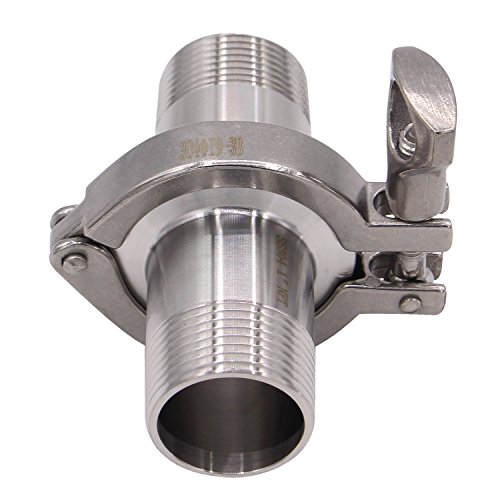 Image of DERNORD 2 Pcs Sanitary Male Threaded Ferrule Pipe Fittings + SUS304 Tri-clamp (Tri-clover Clamp) + FKM Gasket (Male Threaded Pipe Size:1 Inch DN25)