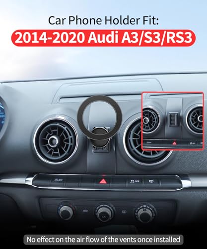 Car Phone Holder for Audi A3 / S3 / RS3 2014-2020 Accessories | Magsafe Magnetic Cell Phone Mount Clip Compatible with iPhone, 3D fit Stable Dashboard GPS Navigation Bracket Cradle Stand - Image 3