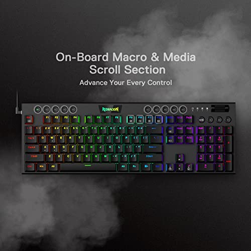 Image of Redragon K619 Horus RGB Mechanical Keyboard, Ultra-Thin Designed Wired Gaming Keyboard w /Low Profile Keycaps, Dedicated Media Control & Linear Red Switch, Pro Software Supported