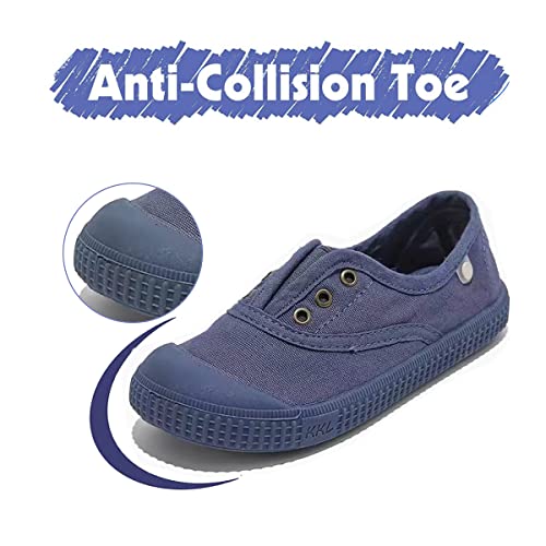 Kids Canvas Shoes Girls Boys Elastic Sneakers Slip on Tennis Shoes Soft Lightweight Footwear for Walking Running2