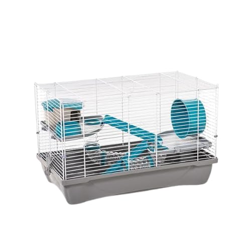 Pet's Market - Gabbia Duffy 2 Prestige per criceto cavia topo piccoli roditori accessoriata con ruota ciotola casa tubo scala 58X32X38