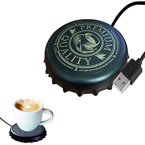 MEDOYOH USB Mug Warmer Bottle Cap Style, Coffee Warmer Tea Warmer Coaster with Thermostat, Auto Shut Off Overheat Protection Electric USB Beverage Warmer for Home Office Desktop Cover