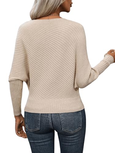 SOLY HUX Sweaters for Women Boat Neck Long Sleeve Casual Solid Pullover Tops2