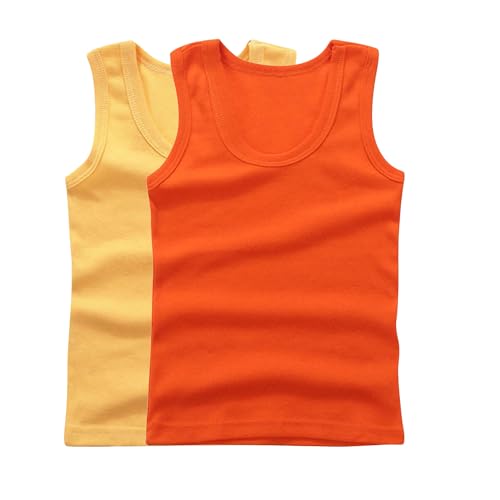 Lot de 2 Débardeurs Fille Coton sous-Vêtements T-Shirt Couleur Unie Cami Gilets Chemises pour Enfants Camis Sport Tantop Respirant Hauts D'Été Tops Tee...