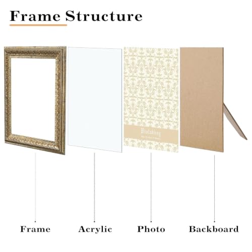 Image of VIOLABBEY 11x14 Picture Frame Gold Set of 2, Vintage Photo Frame | Antique Ornate Frame, Wall or Tabletop Display, Classic Design for Home Office Decor, Fits 11x14 Pictures