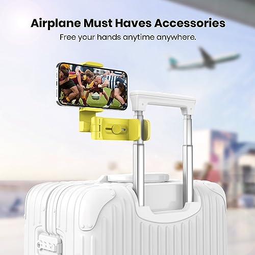 Image of Klearlook 4 in 1 Adjustable Phone Stand - 360 Rotation Handsfree Viewing, Foldable Travel Essentials, Accessory for Flight /Home /Office - Yellow