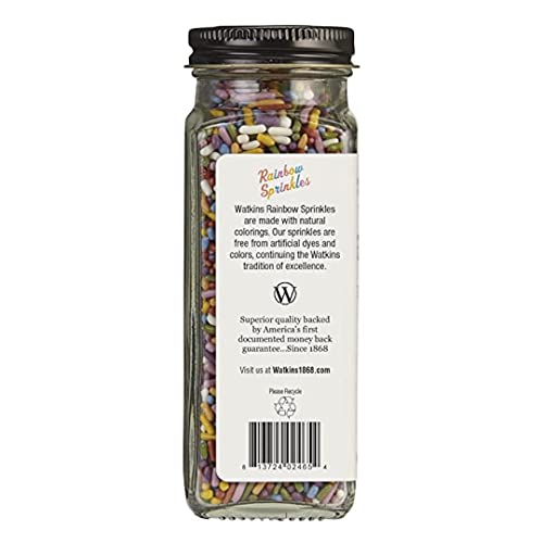 Watkins Rainbow Decorating Sprinkles, No Artificial Dyes, Kosher, 3.4 Ounce Jar, 1-Pack #TOP2