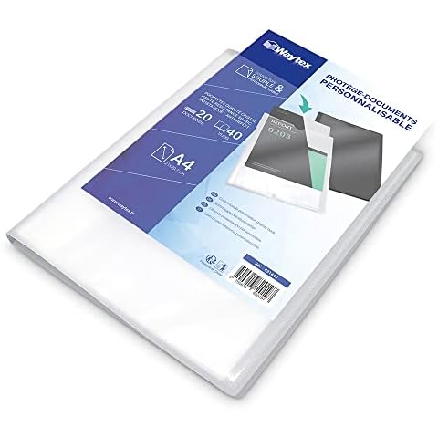 WAYTEX 931440 Document Protector A4 Customisable 40 Views 20 Pockets Transparent Polypropylene Cover Cover