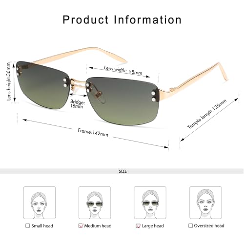 Trendy Y2k Sunglasses for Women Vintage Rectangle Sunnies AP37194