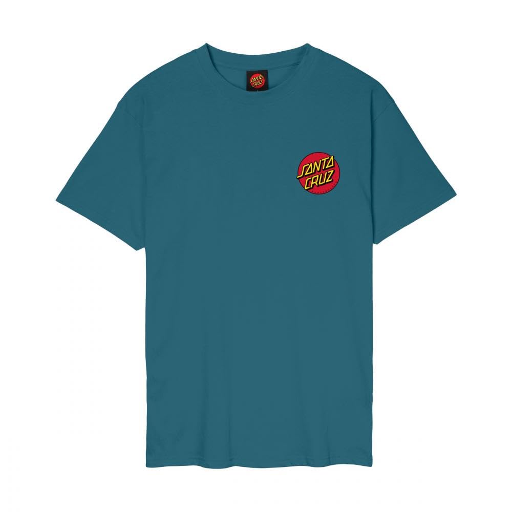 Santa Cruz Classic Dot T Shirt Teal Blue Logo Backprint Skate Tee Top XL