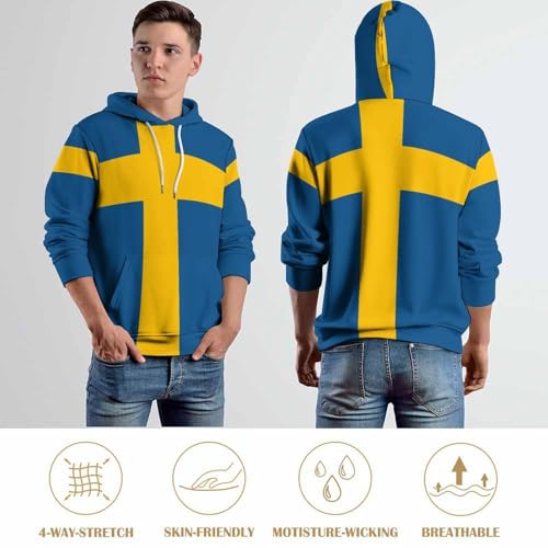 Sweat à capuche unisexe avec imprimé graphique 3D suède drapeau - 7