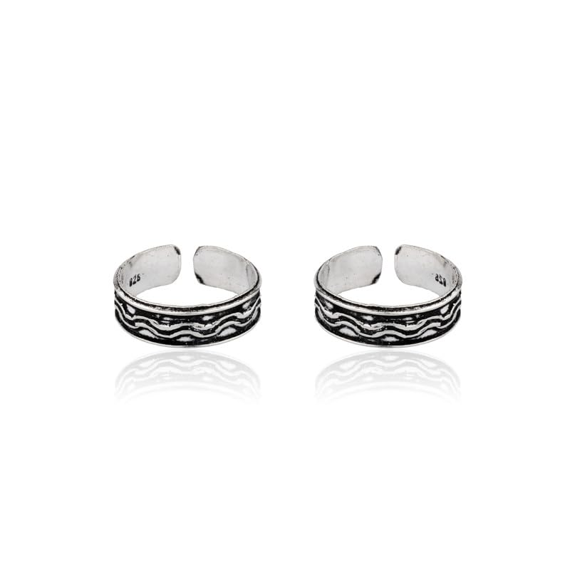 Buy 925 Silver Wave Oxidized Toe Ring Online | Gift for Every Occassion | With Certificate of Authenticity and 925 Stamp | 6 Month Warranty-image-27