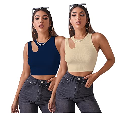 Image of Shasmi Women Crop Top, Ribbed, Stylish Tank Top, Soft and Comfy Fabric has Some Stretch