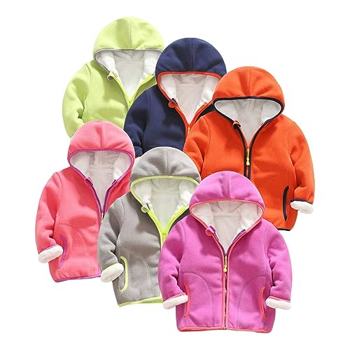 Toddler Girls Boys Spring Winter Long Sleeve Thick Solid Color Plush Zipper Hooded Coat Girls 10 to 12 Clothes Trendy4