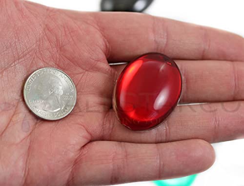 40X30Mm Red Ruby H103 Large Flat Back Oval Acrylic Cabochons Rhinestones Plastic Gems Embellishments For Crafts, Costumes, Card Invitations, Jewelry, Cosplay - 4 Pieces #TOP1