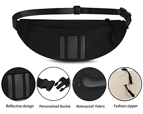 QKUDS Bumbags and Fanny Packs Waterproof for Men Women Waist Packs Bag for Running Dog Walking Hiking Travelling, black, 均码, Sports - Image 6