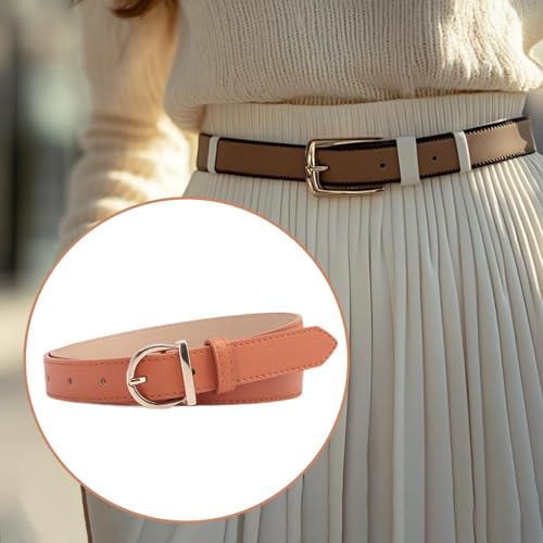 jojomis Women's PU Leather Belt with Alloy Buckle Adjustable Waist Belt for Jeans Suits Dresses 40.94x0.91 Inch- Camel4