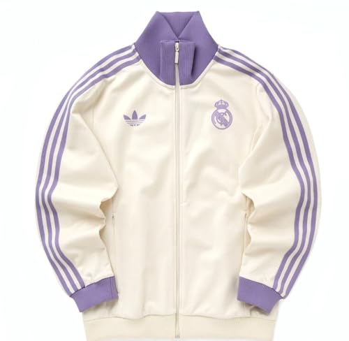 adidas Originals men Real Madrid OG BB Track Top Jacket, Wonder White & Magic Lilac, LG4