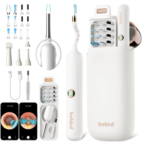BEBIRD Ohrenschmalz Entferner mit Kamera 1920P HD flexibler Ohrreiniger komplettes Set mit Pinzette und 13 Aufsätzen für die sichere Reinigung zu Hause Weiß