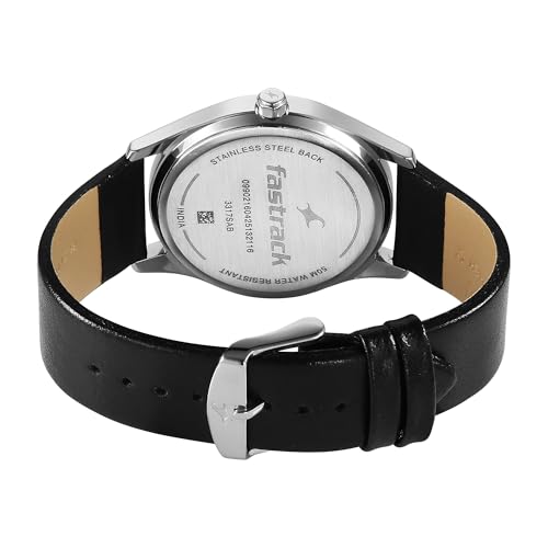 Image of Fastrack Groove Quartz Grey Round Dial Men's Analog Watch | Leather Strap Material | Water Resistant Watch - 3317SL02