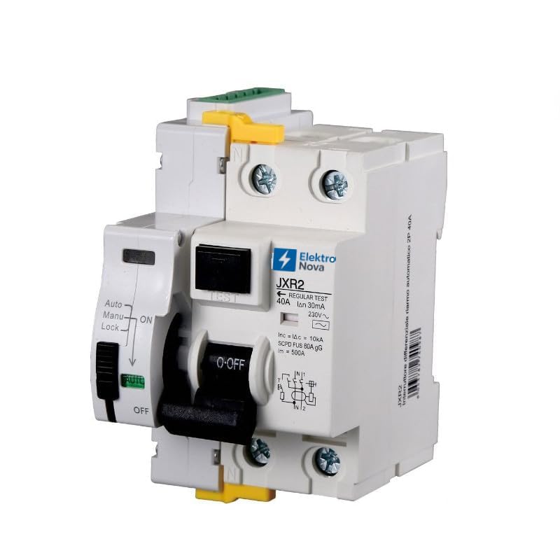 Elektronova Interruttore Differenziale Automatico restart, 2P 40A 230V 30mA, Salvavita con Riarmo Automatico, 3 Moduli DIN