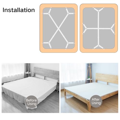 image for Foloda Bed Sheet Straps, Adjustable Fitted Sheet Holders Fasteners Sus