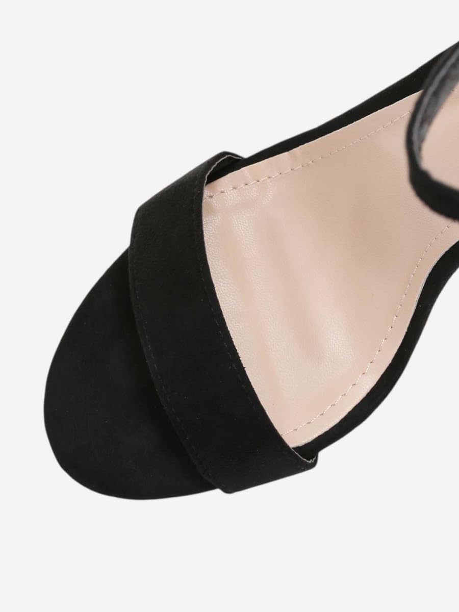 La Modeuse -Sandales, Nu-Piede-Sandali in camoscio Alto Tacco quadrato e spesso, Nero , 38 EU