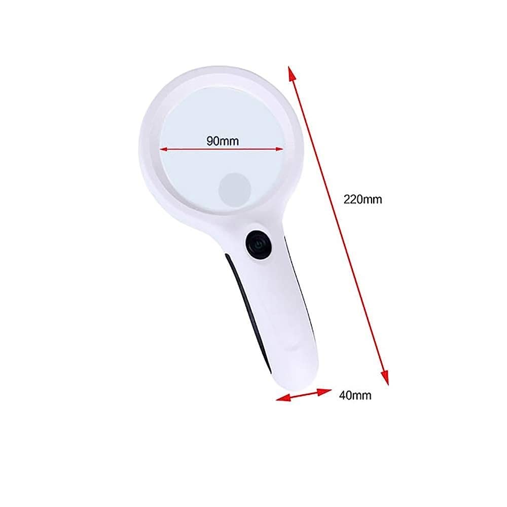 Lupa Iluminada con 8 Led, Aumento De 20X Y 30X, Ligera Y Portátil, Ideal para Lectura Y Aficiones. Incluye Paño para Lentes Y Bolsa. Color: Blanco.