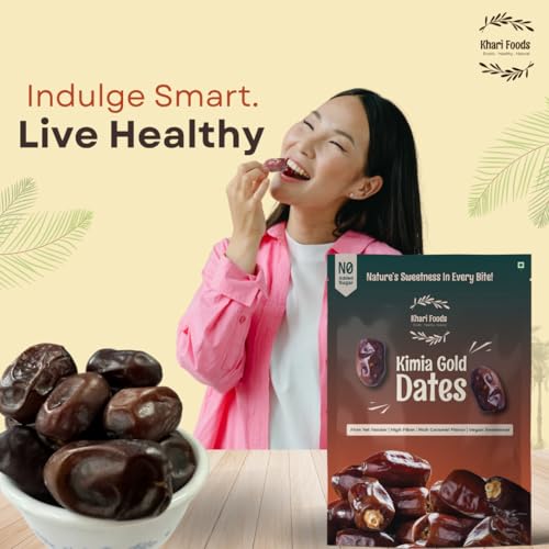 Image of Khari Foods Premium Black Kimia Dates, High Fibre, Soft Khajur /khajoor, Energy Booster, Clean Health Snacks (400g) (Pack of 2)