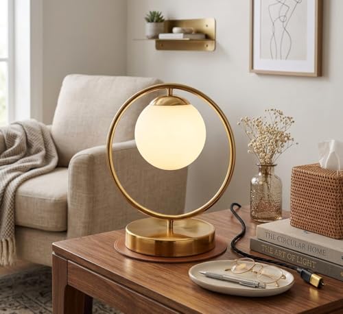 Image of Ceramic Finish Ring Decorative Table Lamp for Living Room, Bedroom, Dining Room, Office (Modern) (Bulb Not Included)