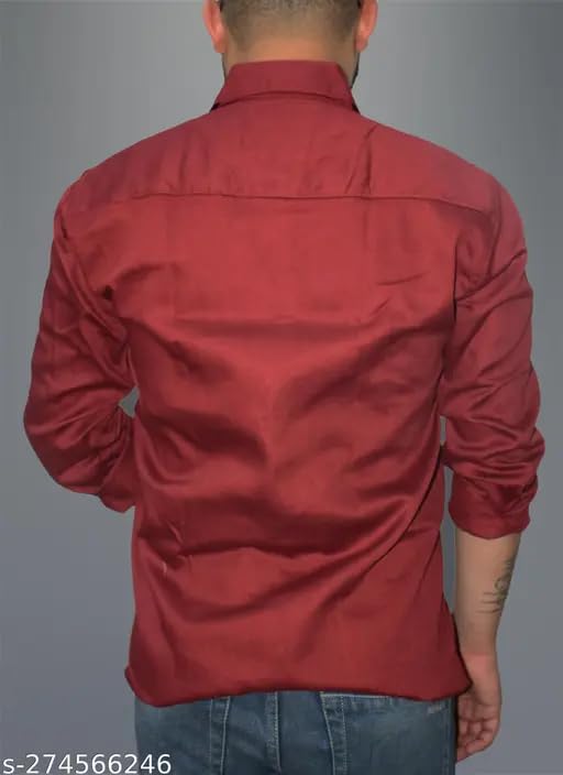 Image of Men's Cotton Casual Shirt, Brown, Full Sleeves, Regular Fit
