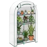 Outsunny Mini invern. Techo Redondo Puerta estantes 100x45x160cm Blanco