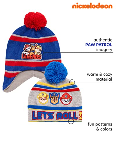 Nickelodeon Boys' Winter Hat - 2 Pack Paw Patrol Pom Pom Beanie (4-7)2