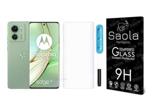 Image of Saola 1-Pack UV Curved Tempered Glass for Motorola Edge 40 | 9H Hardness | Edge-to-Edge Full Screen Coverage | UV Light Installation | Scratch Resistant | Case Friendly Screen Protector. (6.55 Inches)