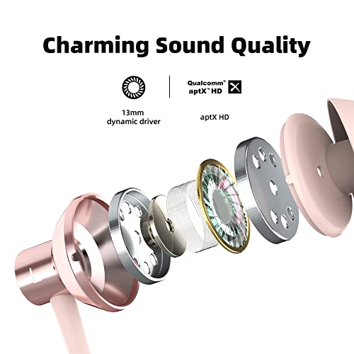 Soundmagic S20BT Neckband Bluetooth Headphones Wireless Earphones HiFi Stereo in Ear Headset with Microphone Lightweight Sports Earbuds Long Playtime Stable Connection Pink - Image 3
