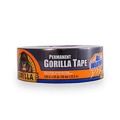 Image of Gorilla All Weather Duct Tape, Black, 1.88 inch x 25 yd - UV and Temperature Resistant Waterproof Tape for Outdoor Repairs (Pack of 4)