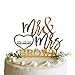 Personalisiert Herr und Frau Hochzeit Kuchen Topper mit Nachname, Hochzeitsdatum und Herz, Mr & Mrs Cake topper Tortenstecker Custom Familienname Hochzeitstorte, Tortentopper, Kuchendeko, Kuchendeckel